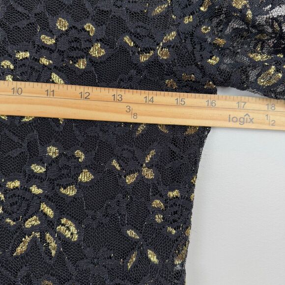Hazel Top Women Medium Black Gold Floral Lace Mesh Whimsigoth Fairy Grunge Y2K - Picture 8 of 9